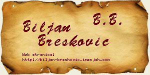 Biljan Brešković vizit kartica